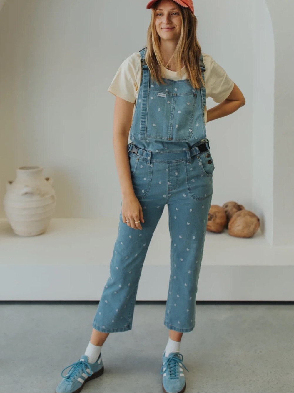 Mumsie Valentina Overalls Heart Print Maternity Jumpsuit M